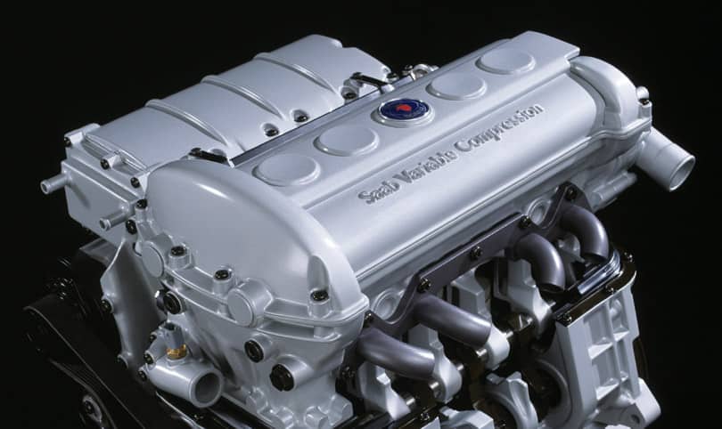 Saab SVC engine in cross-section, showing the monohead and hydraulic actuator
